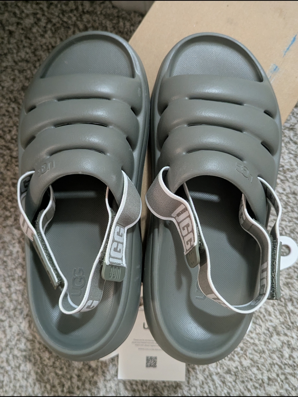 UGG Olive Green Foam Slide Sandals with Heel Strap